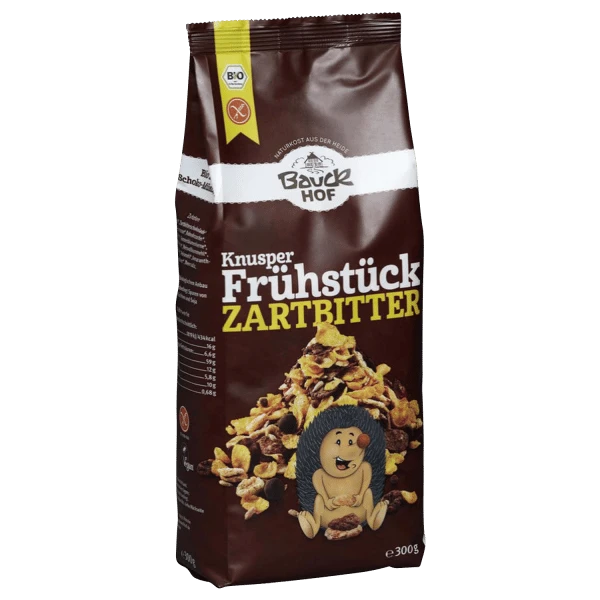 crunchy breakfast dark chocolate, gluten-free, organic, 300g