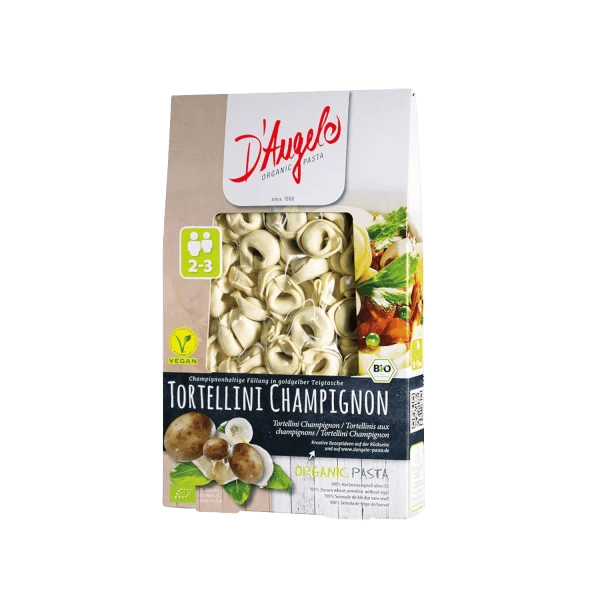 d'angelo tortellini with button mushrooms, organic, 250g