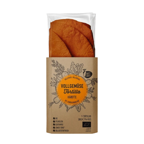 full vegetables tortilla carrot (4 pices), organic, 180g